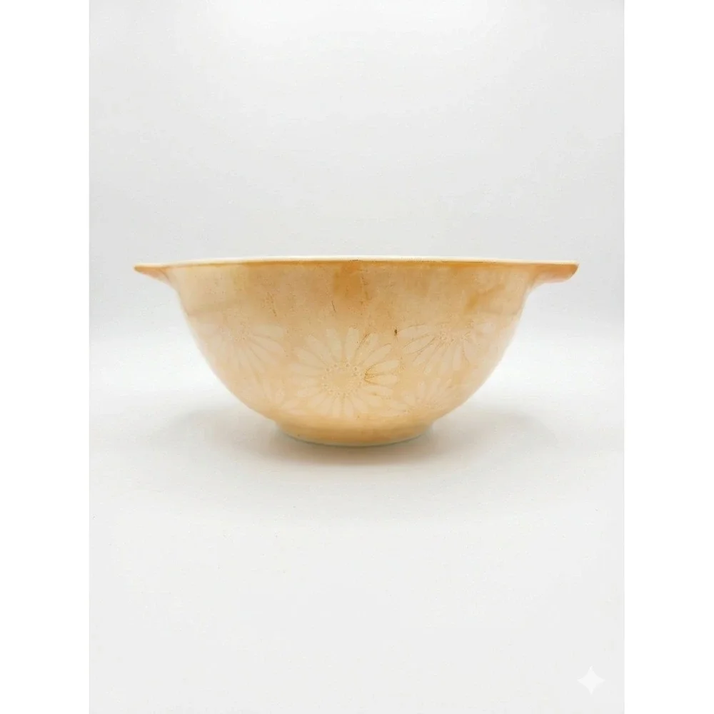 Vintage Pyrex Daisy Cinderella Mixing Bowl 442 1.5 Qt Orange Yellow MCM